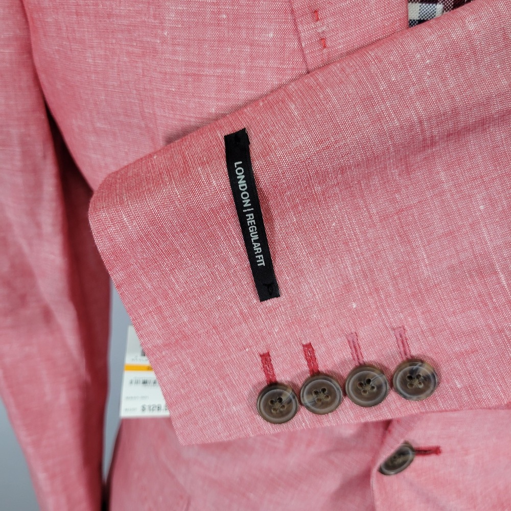 INC International Concepts Men's Sport Coat Blazer Coral Pink Linen Blend‎ Small - Picture 11 of 16